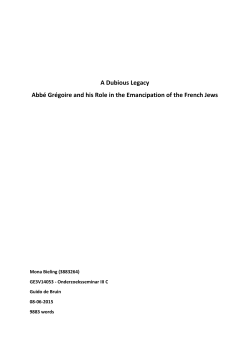 A Dubious Legacy Abb&eacute; Gr&eacute;goire and his Role in the Emancipation