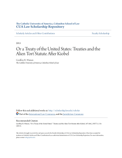 Or a Treaty of the United States: Treaties and the Alien Tort Statute