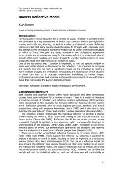 Bowers Reflective Model - Staffordshire University