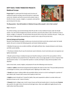 MYP YEAR 2 THIRD TRIMESTER PROJECTS Medieval Europe