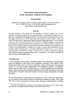 Structural Lexical Heuristics in the Automatic Analysis of