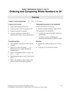 Ordering and Comparing Whole Numbers to 30