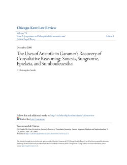 The Uses of Aristotle in Garamer`s Recovery of Consultative