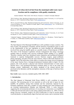 Analysis of refuse-derived fuel from the municipal