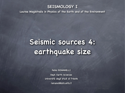 Earthquake Size - Universit&agrave; degli studi di Trieste