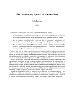 Continuing Appeal of Nationalism