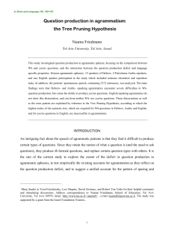 Question production in agrammatism: the Tree Pruning Hypothesis
