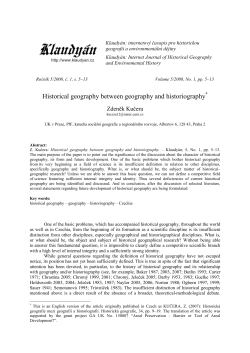 Historical geography between geography and historiography