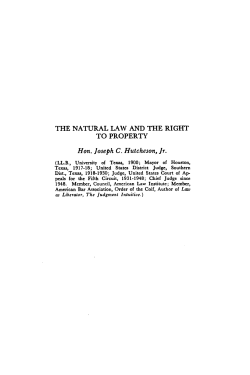 Natural Law and the Right to Property, The