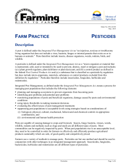 Farm Practices - Pesticides - Province of British Columbia