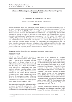 Influence of Blanching on Antioxidant, Nutritional and Physical
