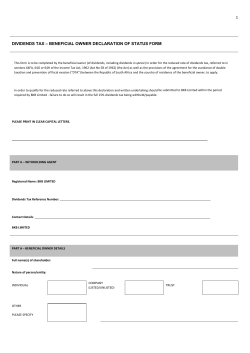1 dividends tax &ndash; beneficial owner declaration of status form