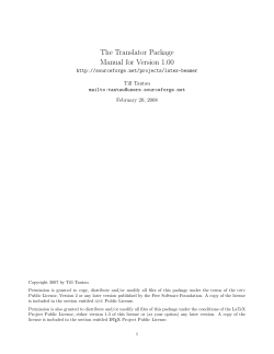 The Translator Package Manual for Version 1.00