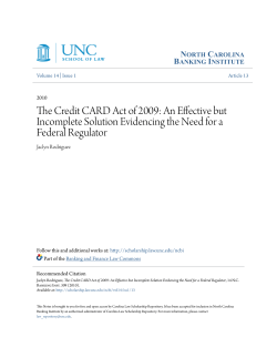 The Credit CARD Act of 2009 - Carolina Law Scholarship Repository