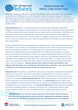 MEDICATIONS FOR SPINAL CORD INJURY PAIN
