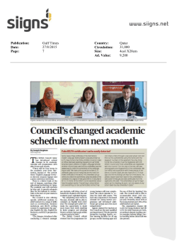 Publication: Gulf Times Country: Qatar Date: 27/8/2015 Circulation