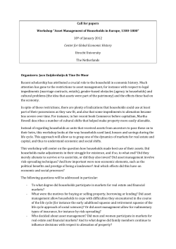 Call for papers Workshop &ldquo;Asset Management of Households in