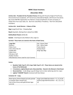 RBWC Closet Inventory (December 2016)