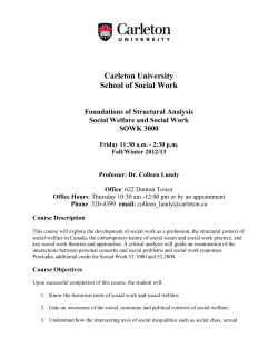 Carleton University School of Social Work Foundations of Structural