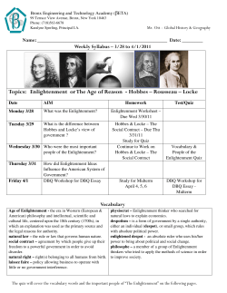 Topics: Enlightenment or The Age of Reason