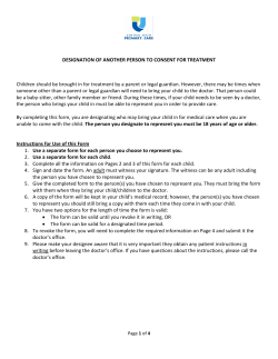 Designation of Another Person to Consent for Treatment
