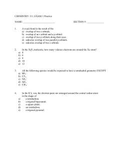 CHEMISTRY 111, EXAM 3 Practice NAME