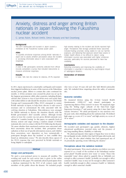 Anxiety, distress and anger among British nationals in Japan