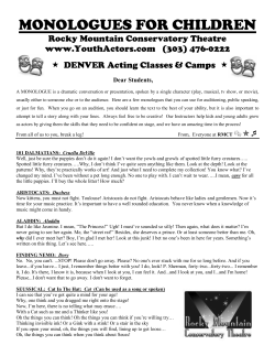 monologues for children - Rocky Mountain Conservatory Theatre