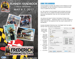 Runner Handbook - Frederick Running Festival