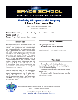 Simulating Microgravity with Buoyancy A Space School Lesson Plan