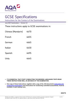 Instructions for the Conduct of the Examinations