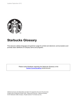Starbucks Glossary - September 2009