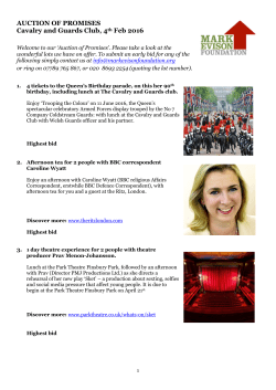 AUCTION OF PROMISES Cavalry and Guards Club, 4th Feb 2016