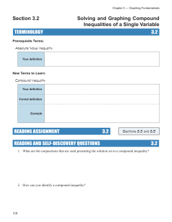 Section 3.2 Solving and Graphing Compound Inequalities of a