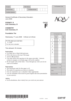 Unit 01 - Chemistry (Foundation) : Question paper