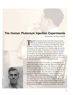 The Human Plutonium Injection Experiments