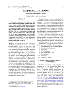 Cotton Gin Regulatory Issues - The National Cotton Council