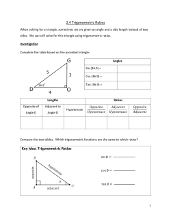 Mar 2 &ndash; Lesson &ndash; 2.4 Trigonometric Ratios