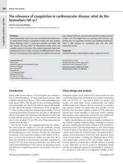 The relevance of coagulation in cardiovascular disease: what do the