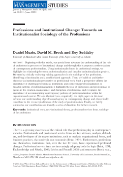 Towards an Institutionalist Sociology of the Professions
