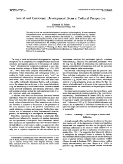 Social and Emotional Development From a Cultural Perspective