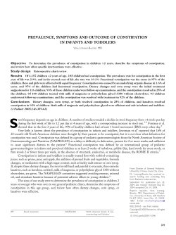Prevalence, Symptoms And Outcome Of Constipation In