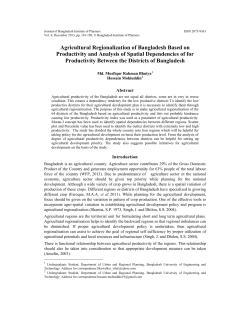 Agricultural Regionalization of Bangladesh Based on Productivity