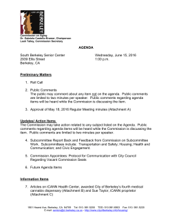 AGENDA South Berkeley Senior Center 2939 Ellis Street Berkeley