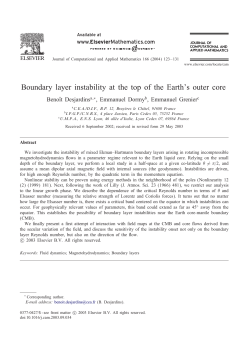 Boundary layer instability at the top of the Earth`s outer core