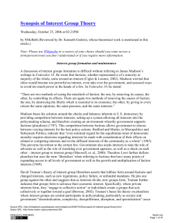 Synopsis of Interest Group Thoery