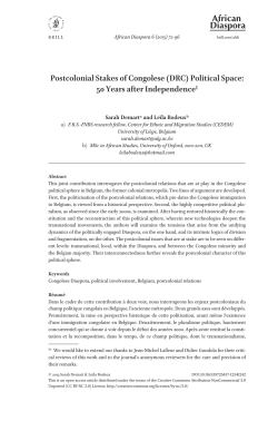 Postcolonial Stakes of Congolese (DRC) Political Space - ORBi