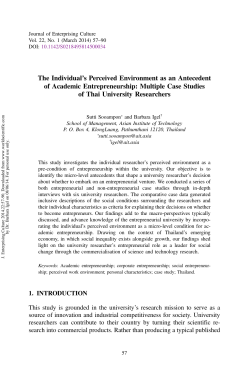 The Individual`s Perceived Environment as an Antecedent of