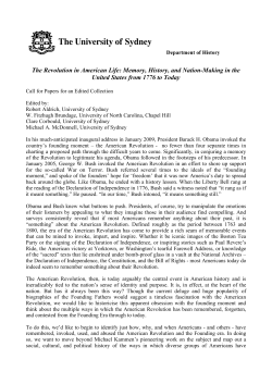 The Revolution in American Life: Memory, History, and Nation