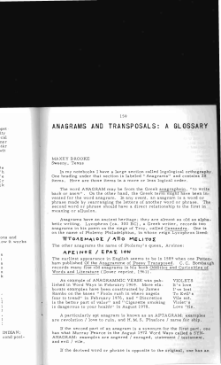Anagrams and Transposals: A Glossary
